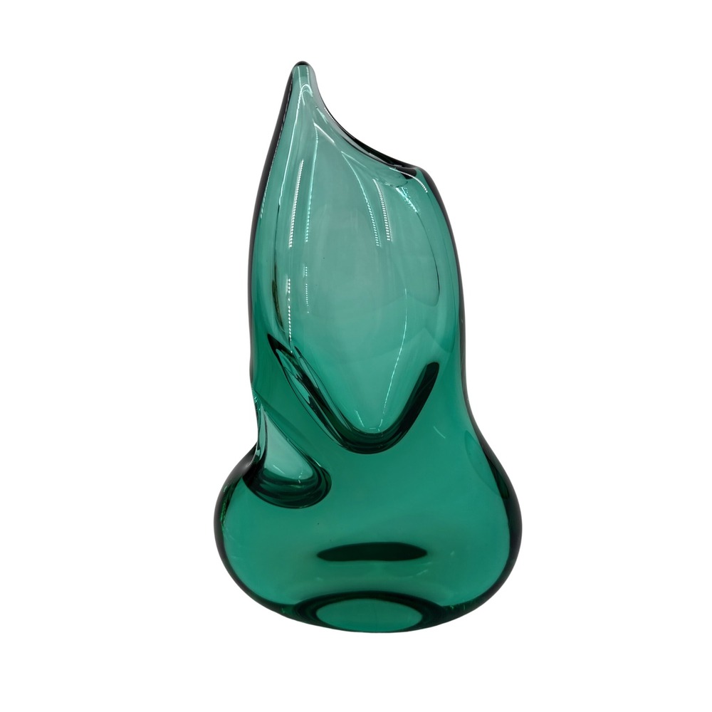 Zelezny Brod Glassworks Miloslav Klinger Czech Art Glass Vase Emerald Green MCM
